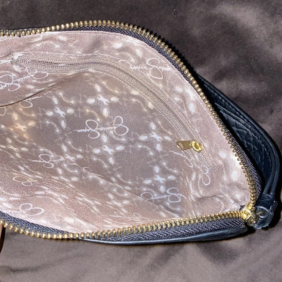 Jessica Simpson textured faux leather black logo wristlet - Picture 8 of 12